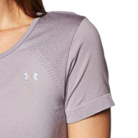 Under Armour Top Womens Small Mauve Seamless Short Sleeve Breathable Training - Picture 3 of 9